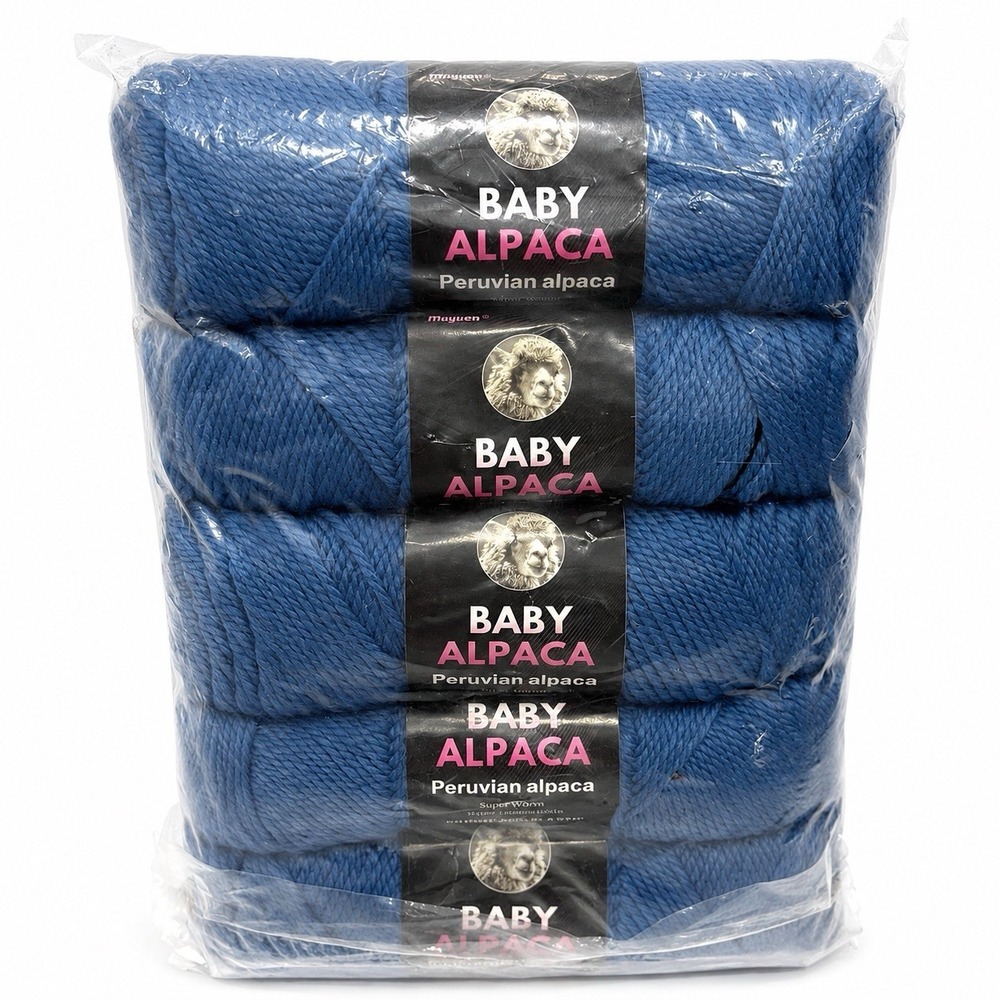 Baby Alpaca Yarn Blue Lot of 5 Skeins 500g 820 Yards 95% Alpaca 5% Acrylic